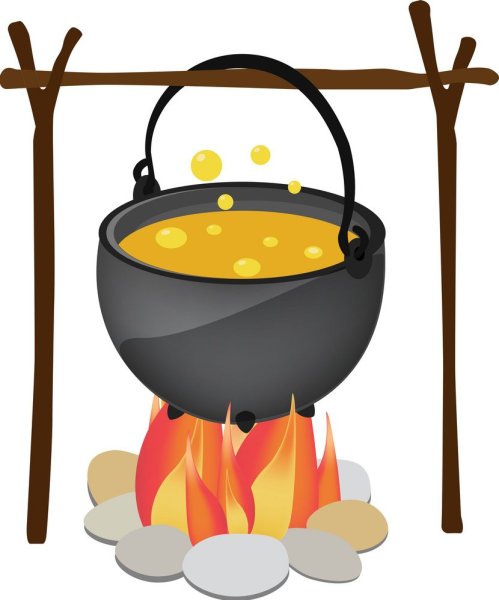 Котел на костре вектор