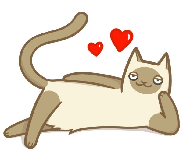 Котик с сердечком мультяшный