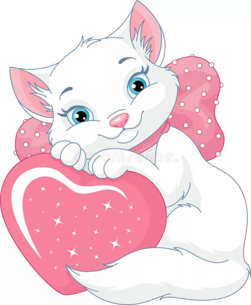 Белый котенок с сердечком