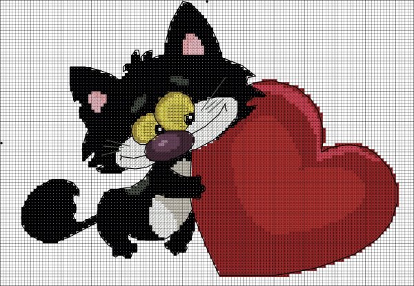 Стикер кошечка с сердечком