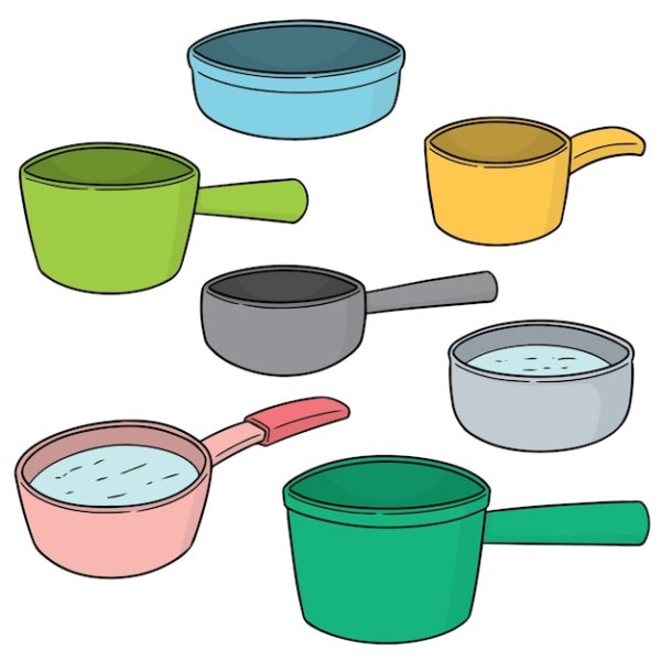 Кастрюля и черпак вектор