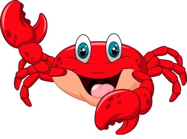 Краб на прозрачном фоне мультяшный