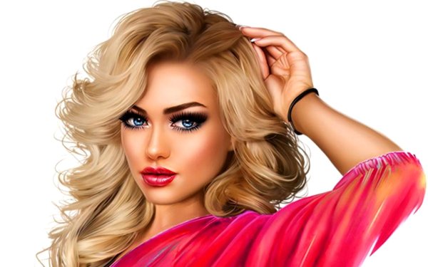 Девушка блондинка на прозрачном фоне