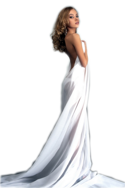 Девушка в платье сбоку