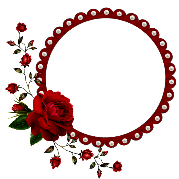 Рамка Цветочная круглая красная