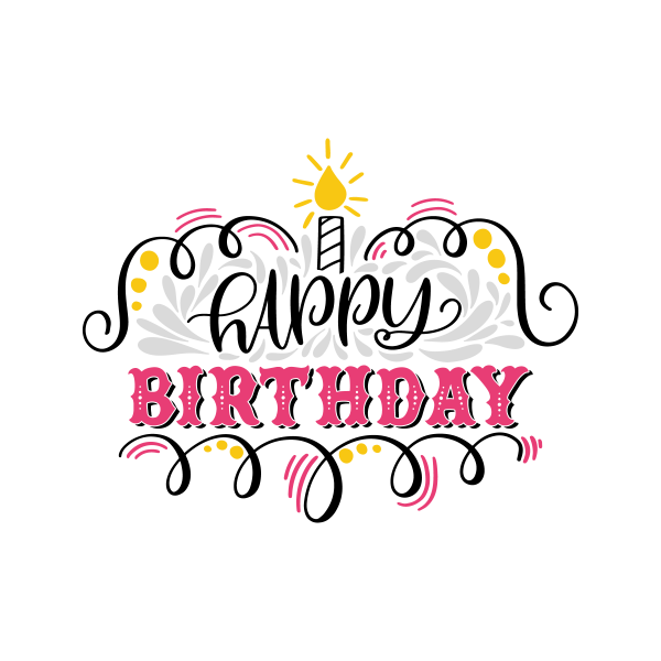 Надпись Happy Birthday на прозрачном фоне