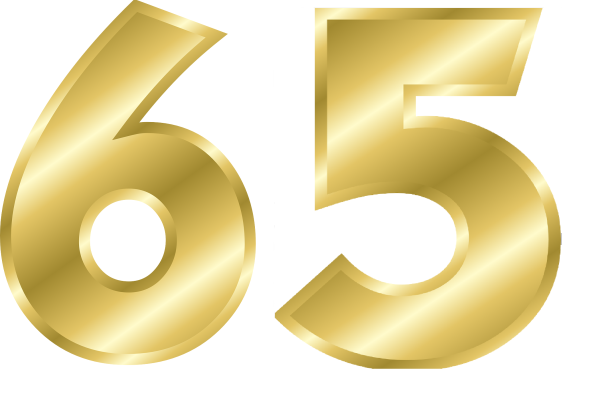 Цифра 65 на прозрачном фоне