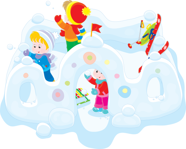 Зимние забавы на прозрачном фоне для детей