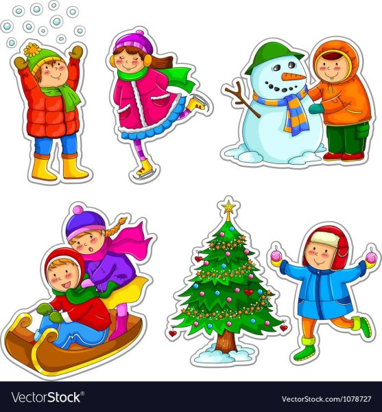 Фигурки детей в зимней одежде