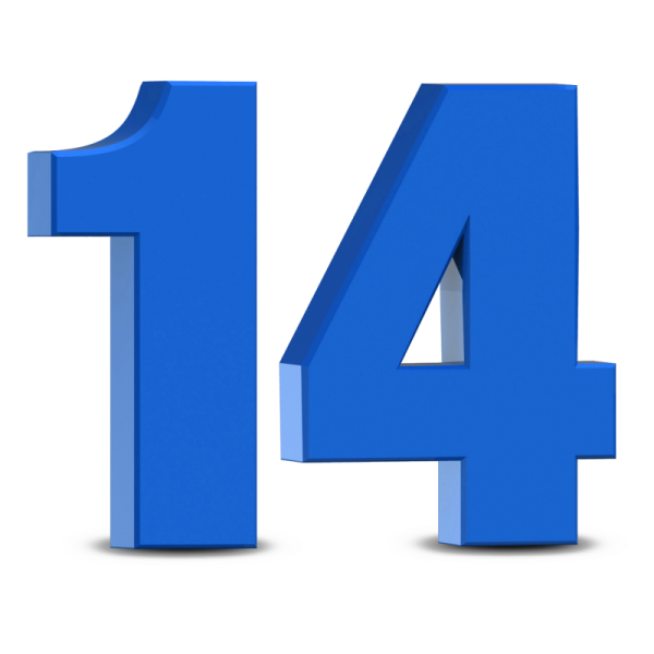 Цифра 14 синяя