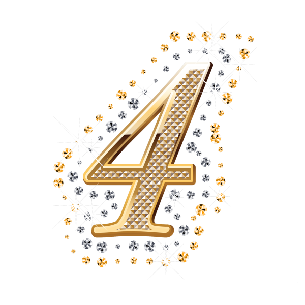 Цифра 4 на прозрачном фоне для фотошопа