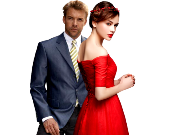 Влюбленная пара на прозрачном фоне