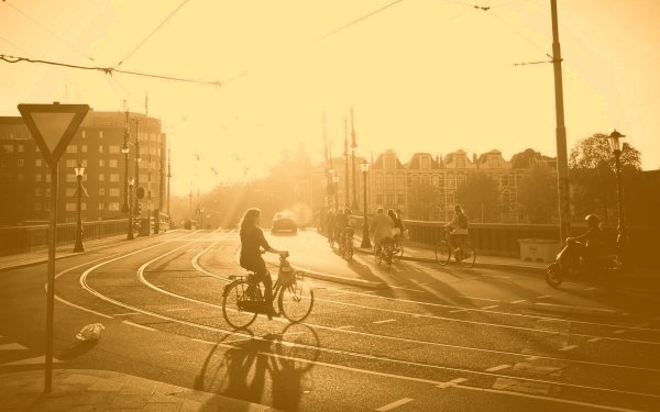 Обои утро в городе