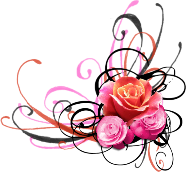 Виньетка цветы на прозрачном фоне