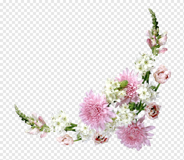 Цветочные уголки на прозрачном фоне