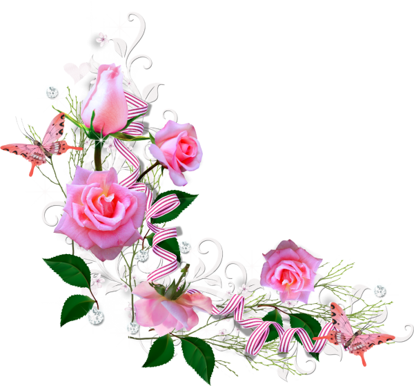 Цветочные уголки на прозрачном фоне