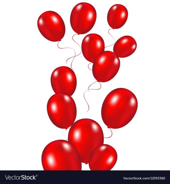 Красные воздушные шары на прозрачном фоне