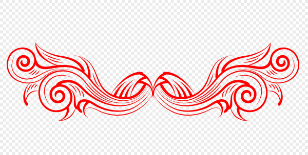 Красные вензеля на прозрачном фоне