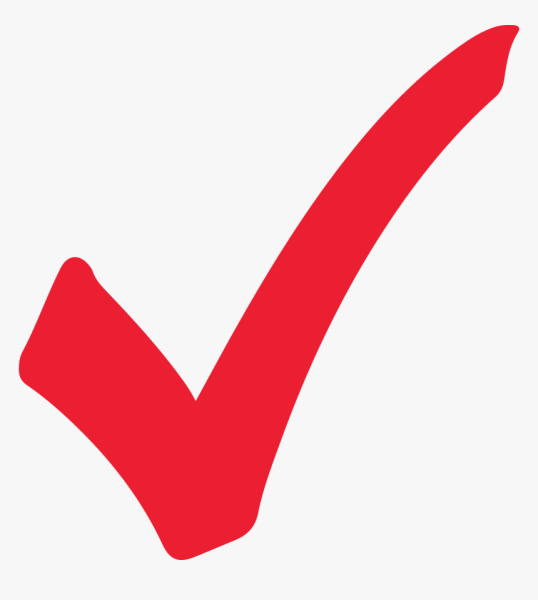 Красная галочка на белом фоне