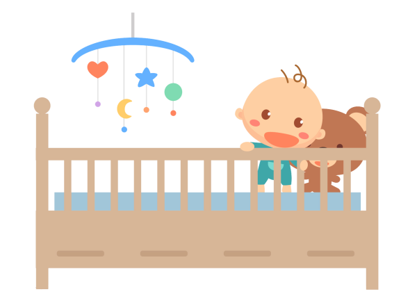 Малыш в кроватке вектор