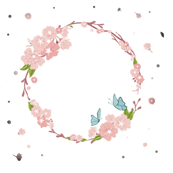 Акварельные цветы по кругу