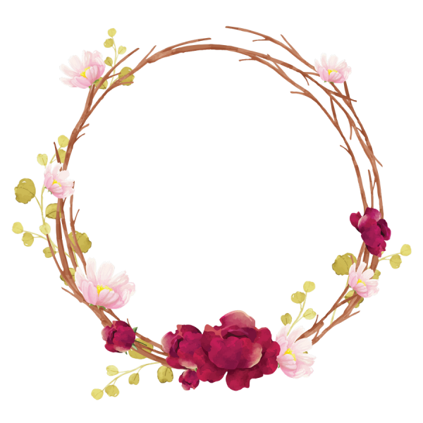 Круглая рамка с цветами на прозрачном фоне