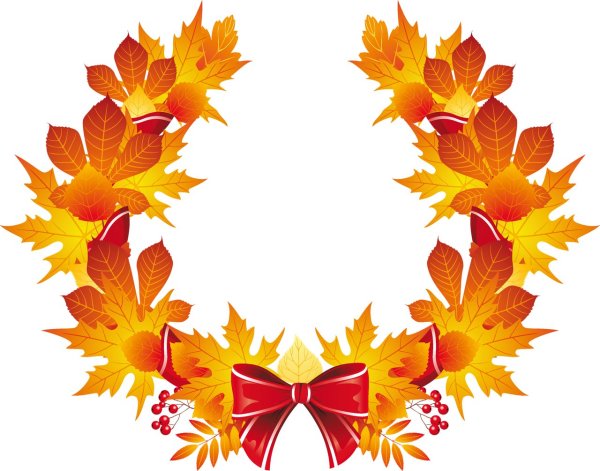 Венок из осенних листьев на прозрачном фоне
