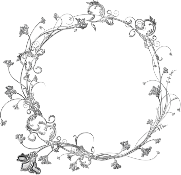 Рамка цветы черно белая