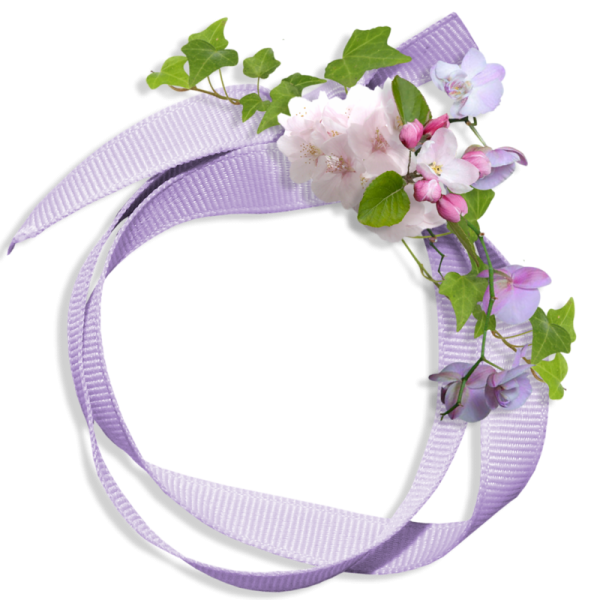 Рамка с лентами и цветами