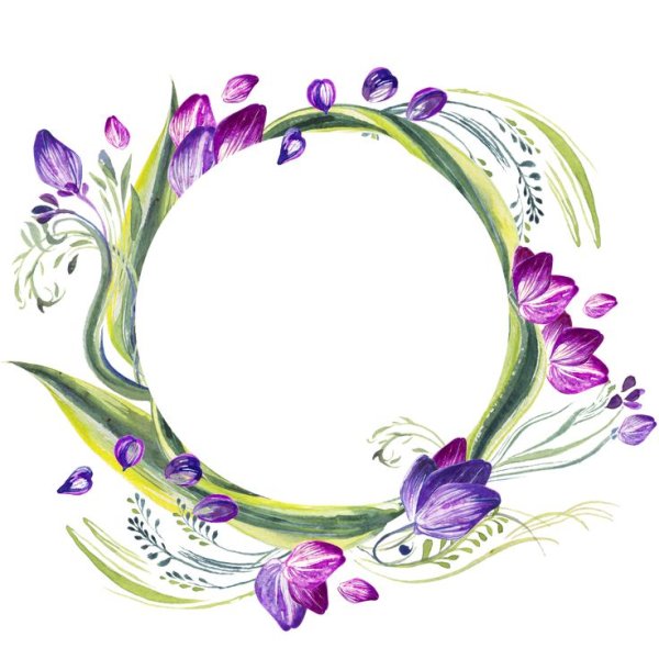 Круглая рамка из цветов сиреневых