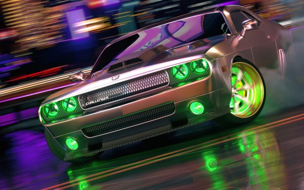 Неоновый Додж Челленджер