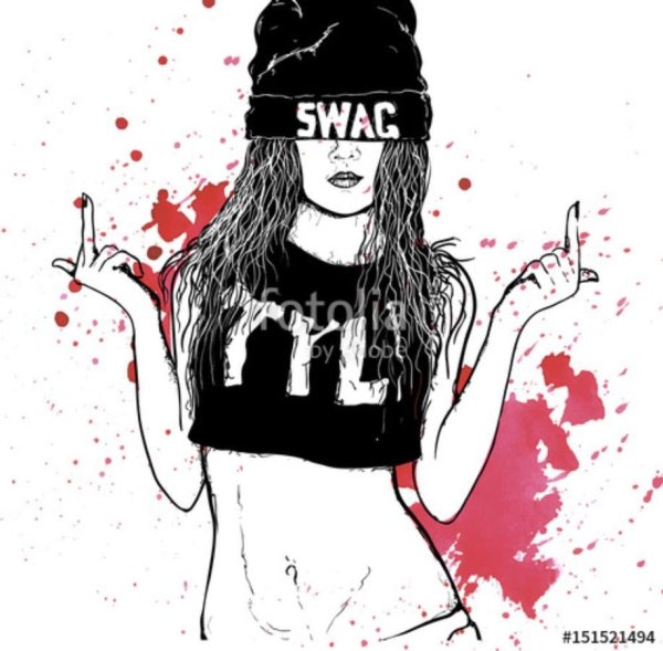 Нарисованная девушка показывает фак