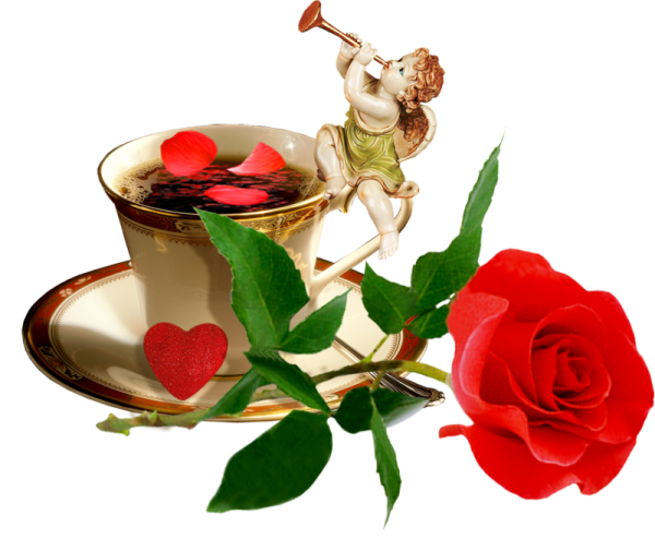 Красивая чашка с чаем на прозрачном фоне