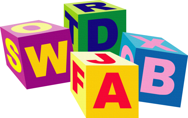 Детские кубики на прозрачном фоне