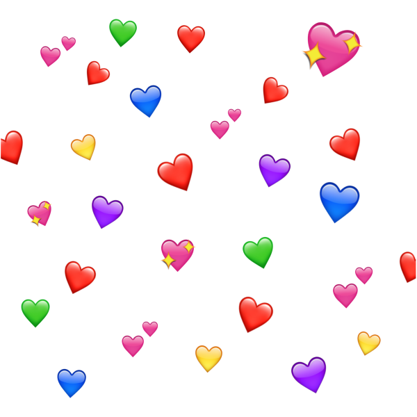 Много разноцветных сердечек