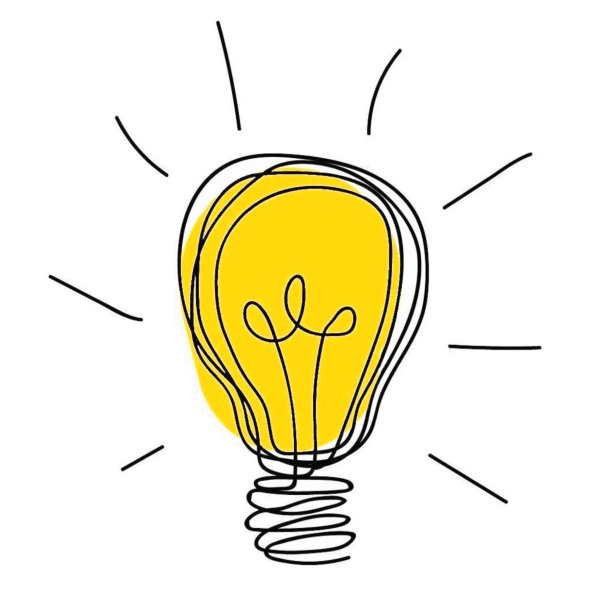 Лампочка идея на прозрачном фоне