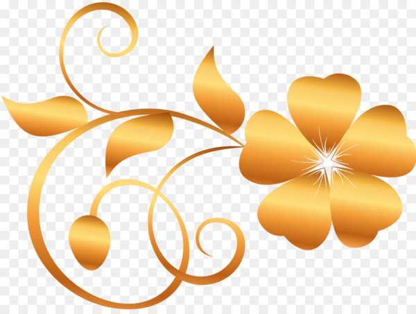 Золотистые цветы на прозрачном фоне