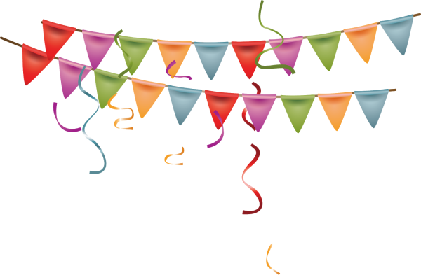 Разноцветные флажки на веревке