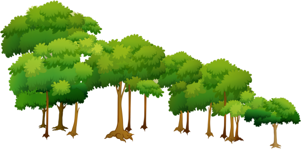 Много деревьев мультяшный