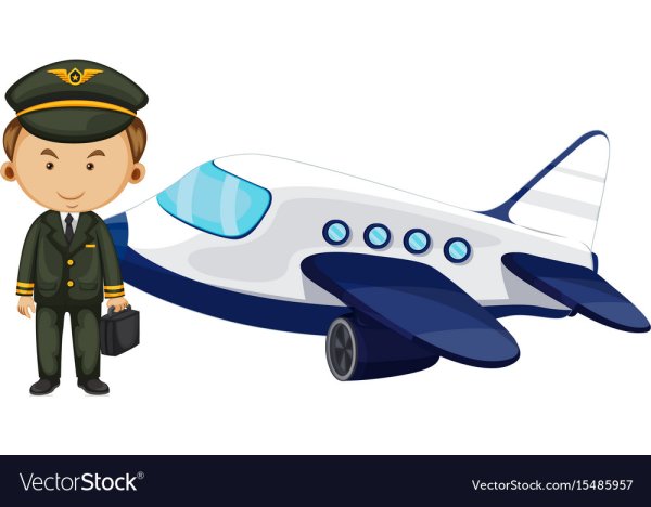 Мультяшный самолет с пилотом