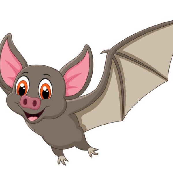 Летучая мультяшная мышка на белом фоне