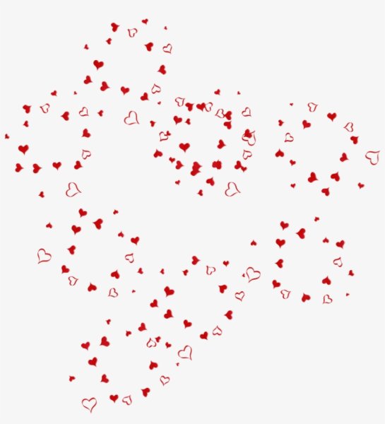Россыпь сердечек на прозрачном фоне