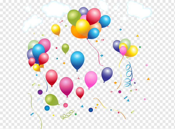 Летящие шары на прозрачном фоне
