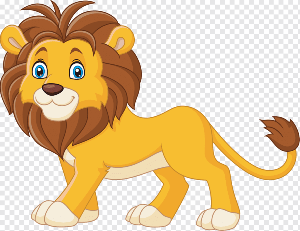 Лев мультяшный на прозрачном фоне