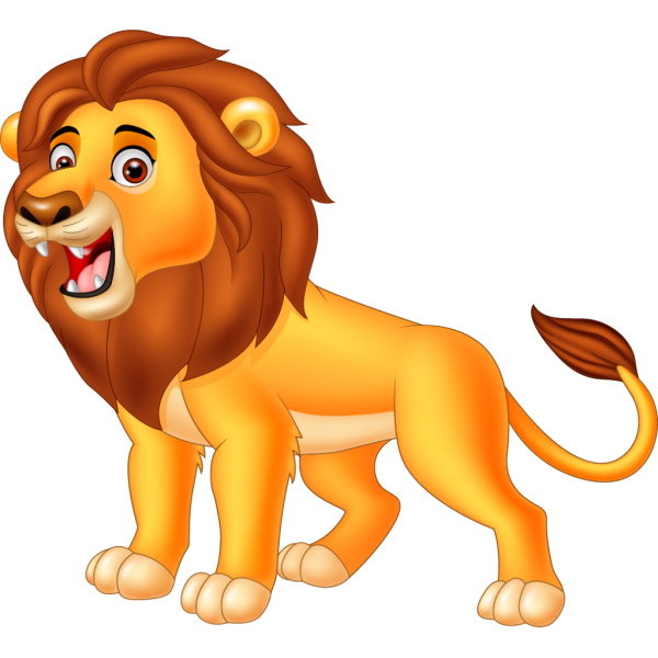 Лев на белом фоне мультяшный