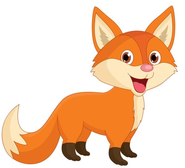 Лиса на белом фоне мультяшный