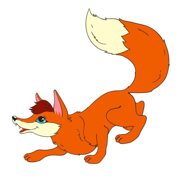 Лиса Сказочная на белом фоне