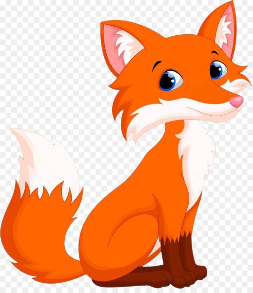 Лиса для детей на прозрачном фоне