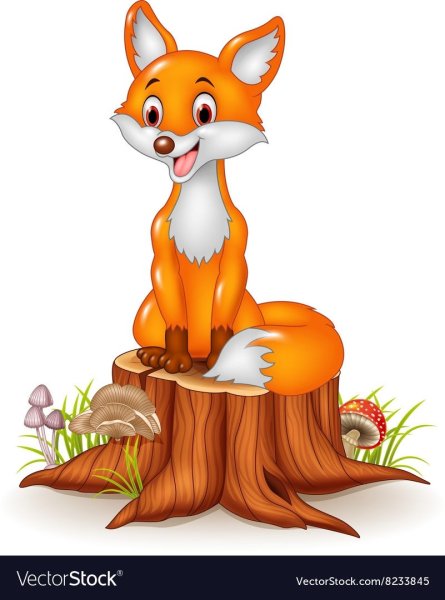 Лиса на пеньке