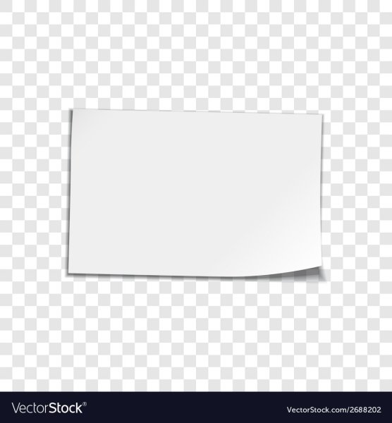 Белый листок бумаги на прозрачном фоне